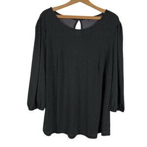 Adrianna Papell Womens Polka Dot Top Size 1X Office Attire Work Clothes Business